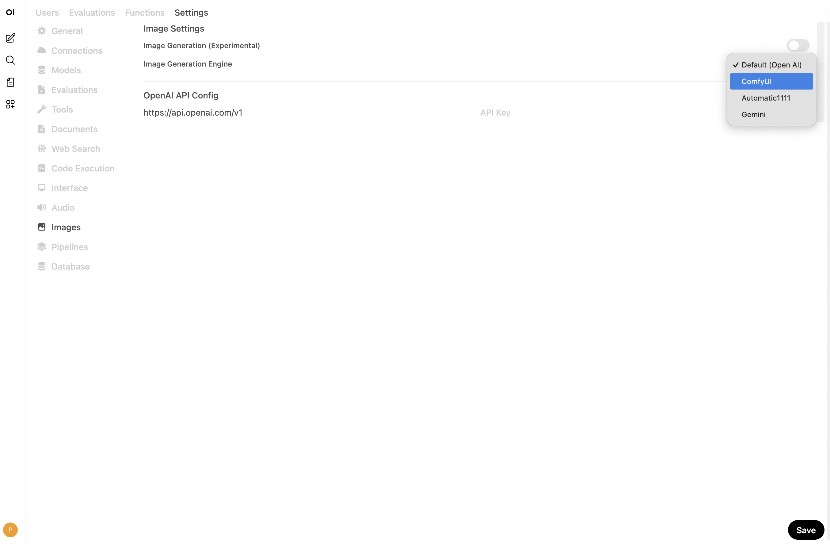 OpenWebUI Image Settings