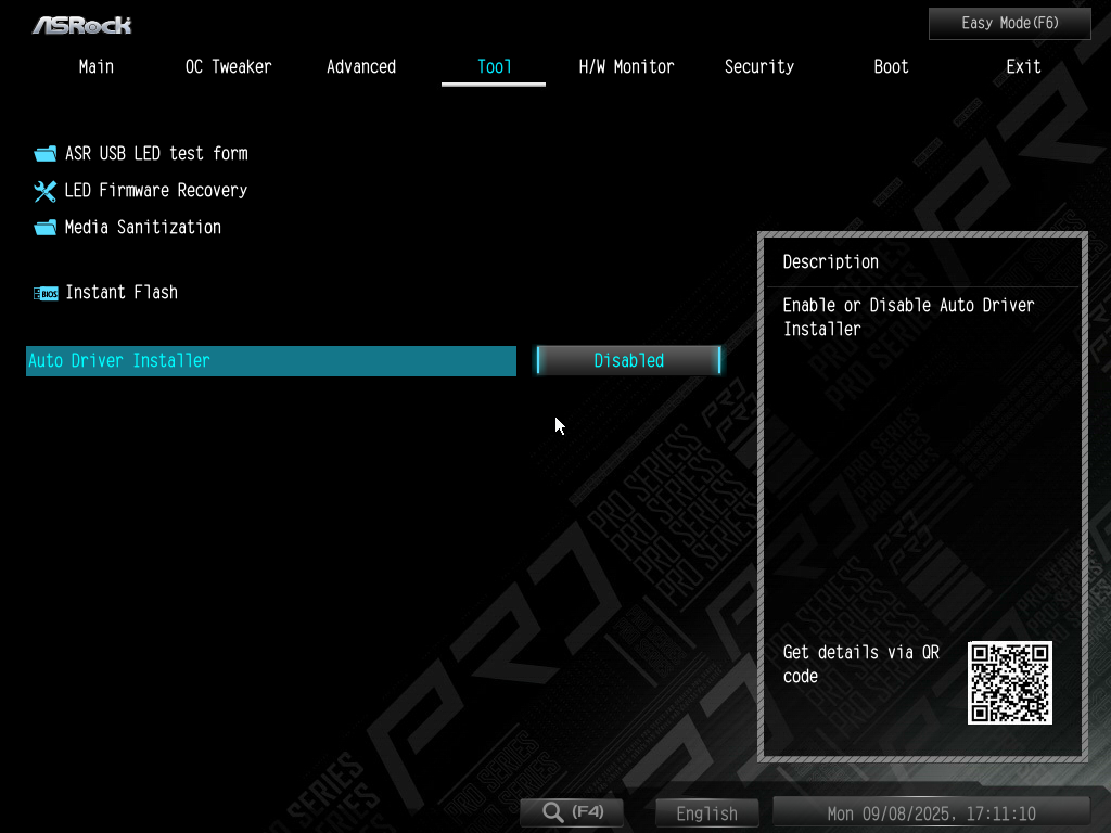 ASRock B850M Pro RS Bios Bios Auto Driver Installer