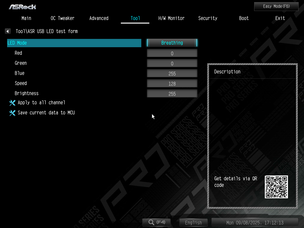 ASRock B850M Pro RS Bios Bios Led Mode