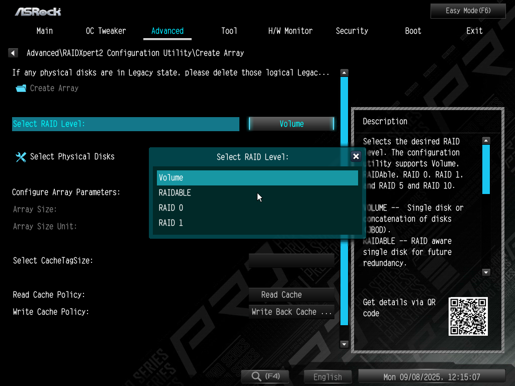 ASRock B850M Pro RS Bios Array Configuration